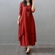 thumbnail image 1 of Vestido Vestido de cuello redondo de mezcla de algodón Estilo bohemio Vestido de playa en capas para mujer Traje diario Kuymtek Vino rojo T M para Mujer, 1 of 6