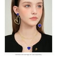 thumbnail image 4 of Linawe Blue Heart Dangle Earrings, Gold Hypoallergenic Stainless Steel Drop Earrings for Women Trendy, Preppy Y2K Cute Fun Mismatched Earrings, Anniversary Birthday Gift for Her, 4 of 6