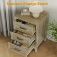 thumbnail image 6 of Heynemo Natural 3-Drawer Nightstand, Modern Wood Bedside Table & Small Accent Dresser for Bedroom, Living Room, Entryway Hallway Storage, 6 of 8