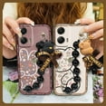 thumbnail image 2 of LYM-Phone Case For MOTO G Stylus 5G 2024, Waterproof Skin-friendly feel Dirt-resistant Anti-knock silicone Back Cover Cartoon Simplicity Bear bracelet soft case Black pearl pendant cute, 2 of 9