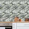 thumbnail image 3 of DEWOO Thick Kitchen Peel and Stick Tile Backsplash, Stick on Wall Tiles, 12"x12" Self Adhesive Sticky 3D Wall Marble Tiles Bathroom (10-Sheet，Gray Green), 3 of 12