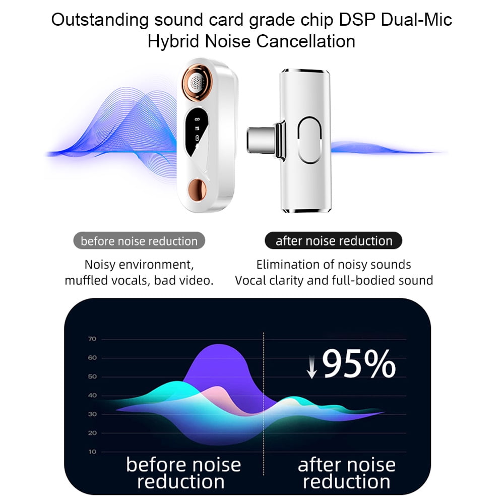 Suodoka 2.4G Wireless Microphone Kit Professional Lapel Clip-on Mic Dual Noise Reduction Plug and Play