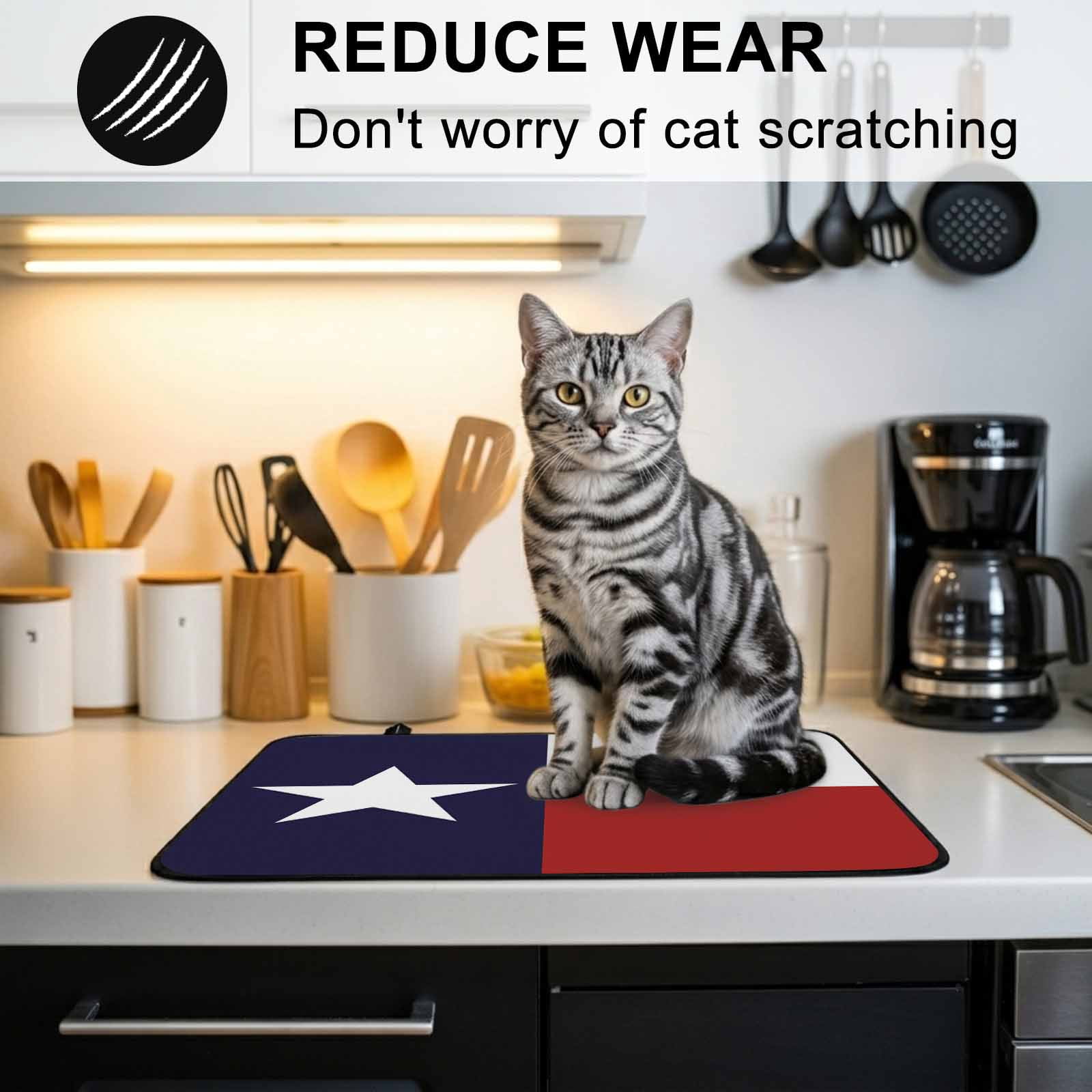 Blue Red White Texas Flag with Star,Stove Top Cover for Electric Stove,Heat-proof & Non Slip Glass Top Stove Cover Protector,Minimalistic Geometric Stripe Kitchen Flat Cooktop Rubber Mat 24x21 Inches