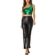 thumbnail image 2 of Top corto metálico para mujer de un solo hombro, ropa de fiesta de Halloween, club, camisetas brillantes holográficas, talla M verde, 2 of 6