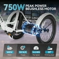 thumbnail image 3 of VIVI Electric Tricycle, Peak 750W Brushless Motor Folding Trike Ebike for adults, 20" Aluminum Folding  Electric Trike, 48V 499Wh Removable Battery, Max  15.5MPH, SGS Certified  to  UL2849, 3 of 11