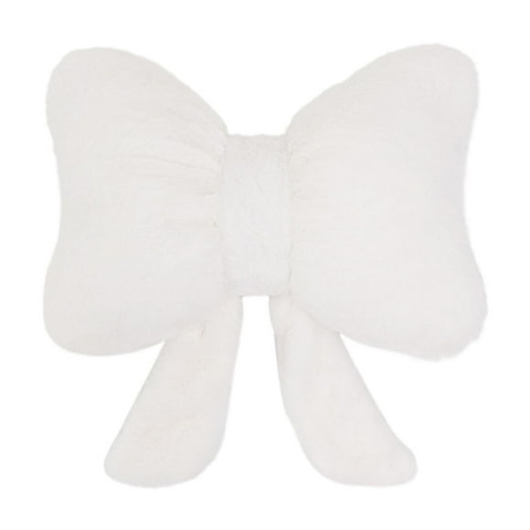 Cushion Seat Padding for Living Room—Soft Furry Bow Throw Pillow with Bowknot Design Lumbar Cushion for Bed Couch Decorative Pillow