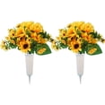 thumbnail image 3 of SLYNSHome Artificial Cemetery Flowers Sunflowers Silk Flower with Stake for Grave Headstone Decoration Graveyard Memorial Flowers, 3 of 7