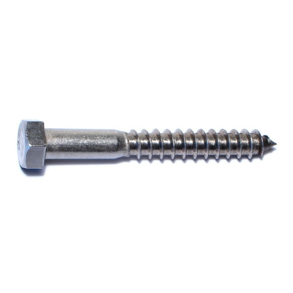 3/8" x 3" 18-8 Stainless Steel Hex Head Lag Screws (3 pcs.)