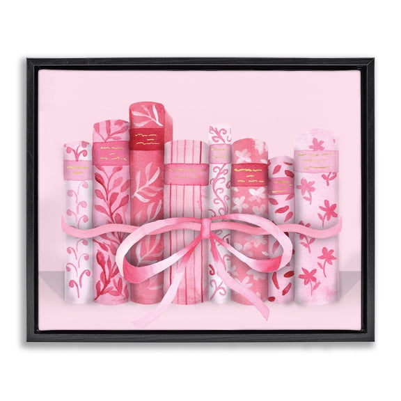 Stupell Industries Pastel Pink Book Lovers Black Framed Floater Canvas Wall Art, design by Nina Jacobs, 17 x 21