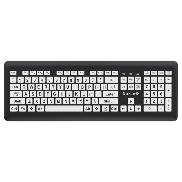 Teclado inalámbrico Nuklz N Magnus 325 de letras grandes, negro y blanco