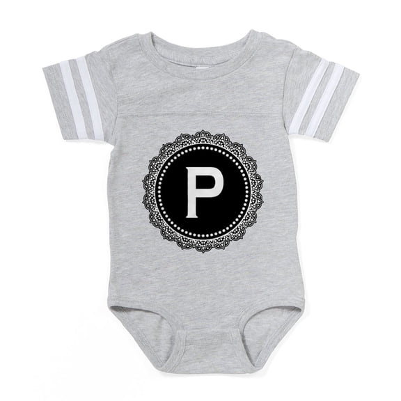 CafePress - Monogram Medallion P - Cute Infant Baby Football Bodysuit