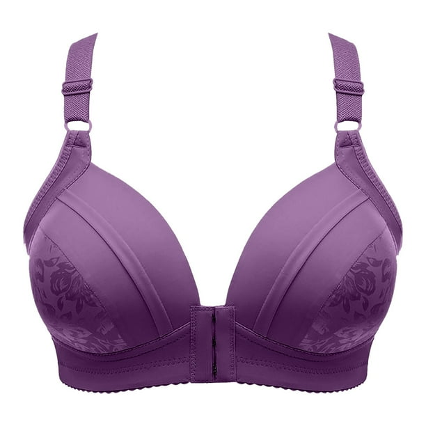 Gibobby Brasier con Cierre Frontal para Mujer Sujetador cómodo y Sexy con hebilla frontal para mujer, no,ina cómoda(Morado,46)
