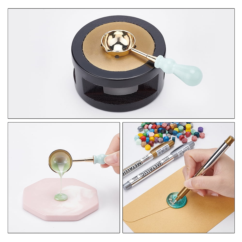 Wax Seal Kit 300PCS Wax Seal Beads 10 Colours with Wax Melting Kit Moon Wax Seal Stamp Candles Marking Pens for Invitation Cards Gift Decoration