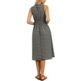 thumbnail image 3 of Sleeveless Plaid Dress for Women Crew Neck Smocked Waist Midi Dress XS Black, 3 of 6
