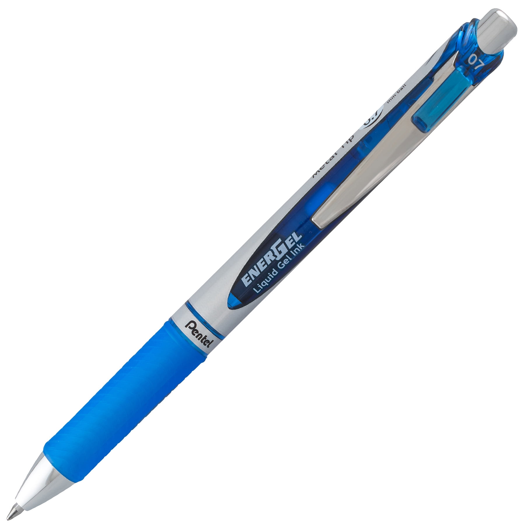 Pentel EnerGel RTX Retractable Liquid Gel Pen, (0.7mm) Metal Tip, Medium Line, Blue Ink, 1 Dozen