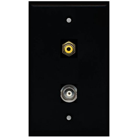RiteAV - Black 1 Port RCA Yellow 1 Port BNC Wall Plate