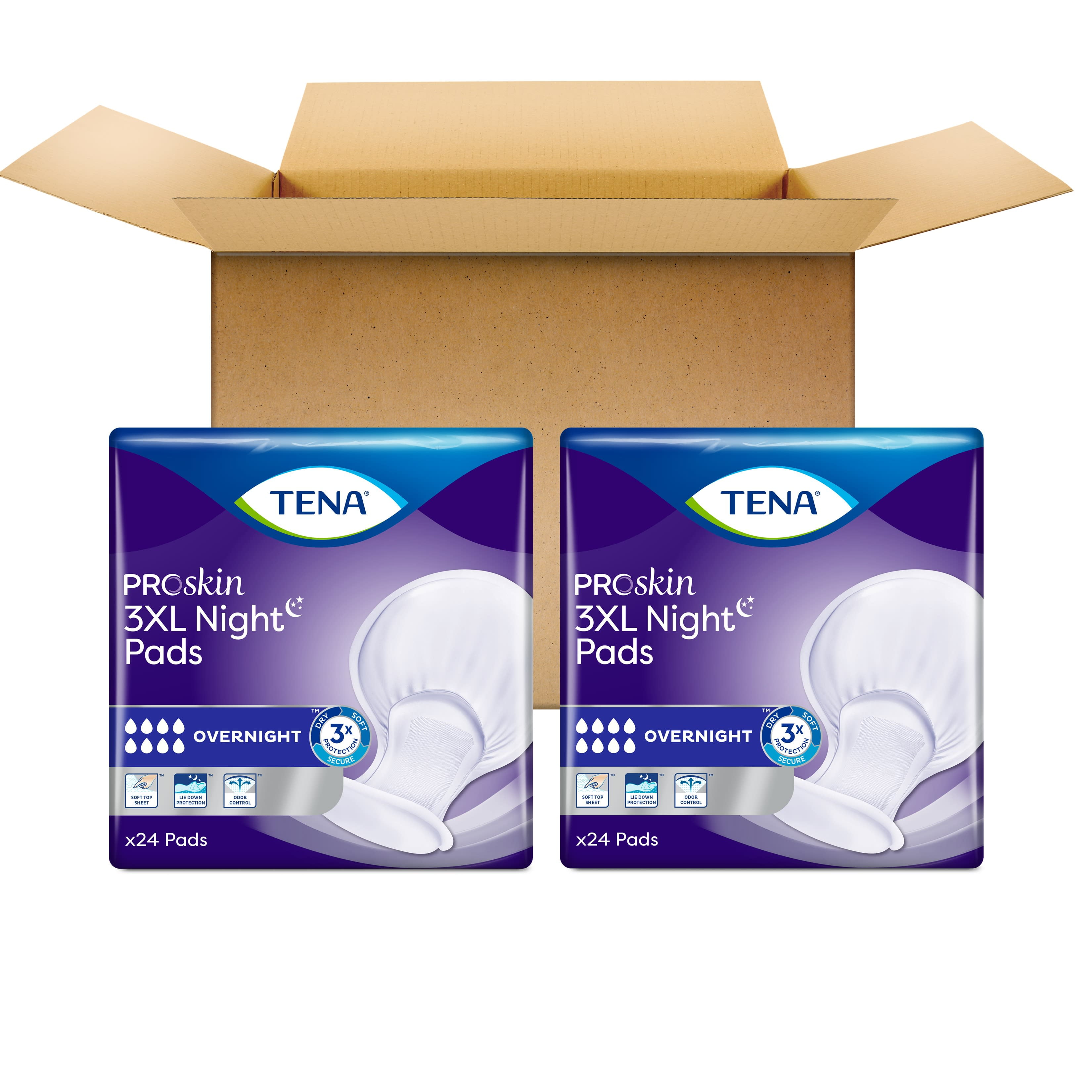 Tena ProSkin 3XL Incontinence Pads, Overnight Absorbency, 48 ct