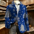 thumbnail image 2 of hlysgo Mens Corduroy Blazers Casual Xmas Print Holiday Party Jacket Ugly Christmas Blazer for Men Slim Fit Snowflake Print Corduroy Suit Jackets Blue L, 2 of 7