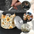 thumbnail image 4 of Yayeee Ashtray with Lid for Cigarette Smokeless Stainless Steel Home Ash Holder, Watercolor Sunflowers, 4 of 7