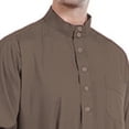 thumbnail image 4 of Women's Half Button Down Thobe Lightweight Breathable Arabic Dishdasha Stand Collar Arab Thobe with Pockets Brown S, 4 of 4