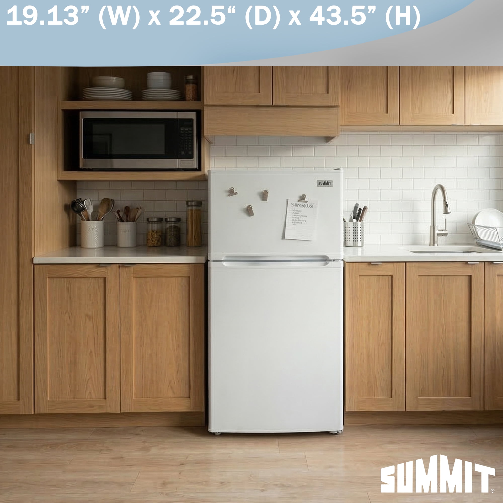 Summit 19 Inch Refrigerator, 4.3 cu.ft. Capacity, Freezer, Undercounter, ADA Compliant, 43” Height, White - FF12LW