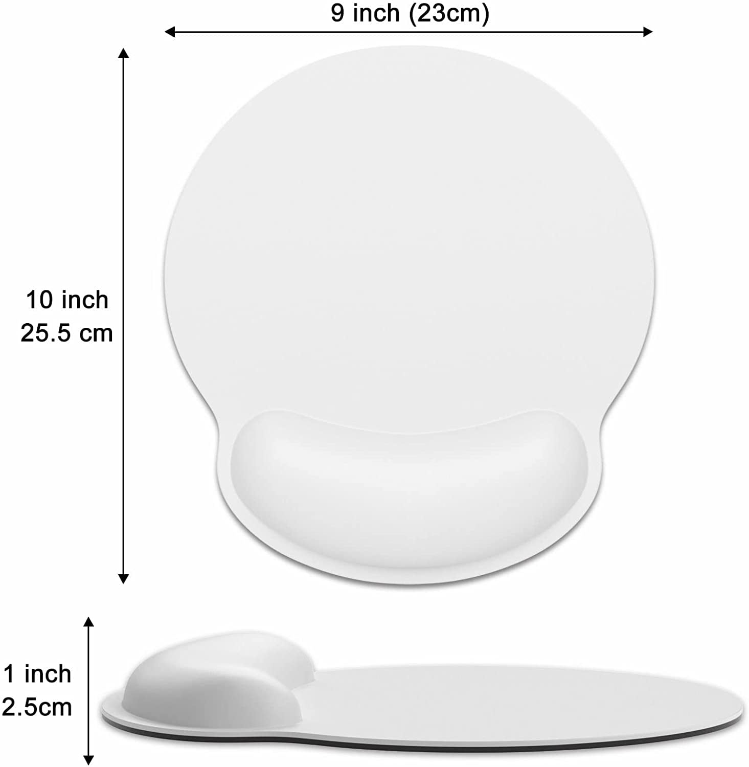 Ergonomic Mouse Pad with Wrist Support, Comfortable Memory Foam Wrist Rest for Easy Typing Pain Relief, Cute Computer Gaming Desktop Mouse Mat with Non-Slip Base for Laptop, Office, White