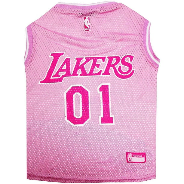 Pets First NBA La Lakers Pink Jersey 4 Basketball Licensed Teams, 4 sizes for DOGS, CATS