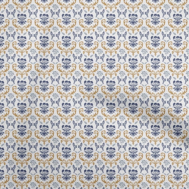 oneOone Polyester Spandex Blue Fabric Floral Craft Projects Decor Fabric Printed By The Yard 56 Inch Wide