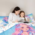 thumbnail image 4 of Feelyou Dreamy Unicorn Mermaid Twin Comforter Sets for Girls, Watercolor Galaxy Bedding Set, Blue Pink, Colorful Star Reversible, 2pcs, 4 of 6