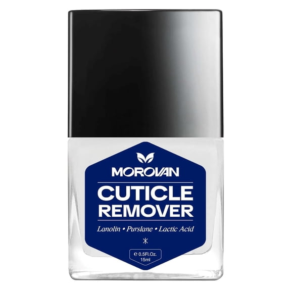 Morovan Cuticle Remover Liquid - No Tool or Cutting Moisturizing Softening Nail Care for Dry, Damaged Cuticles, 0.5 fl.oz