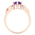thumbnail image 4 of Three-Stone Engagement Ring for Women - 1.72ct Natural Amethyst in 18K Rose Gold Promise Ring, 4 of 6