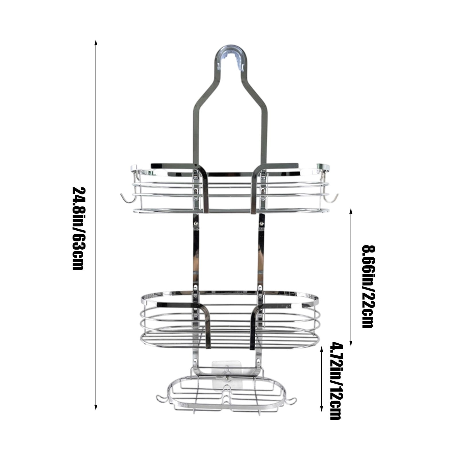 Shower Caddy Organizer, 3-tier Hanging Bathroom Storage Rack with Soap Dish and Hooks, Rust-resistant Stainless Steel Over Shower Head Mount, Topliu