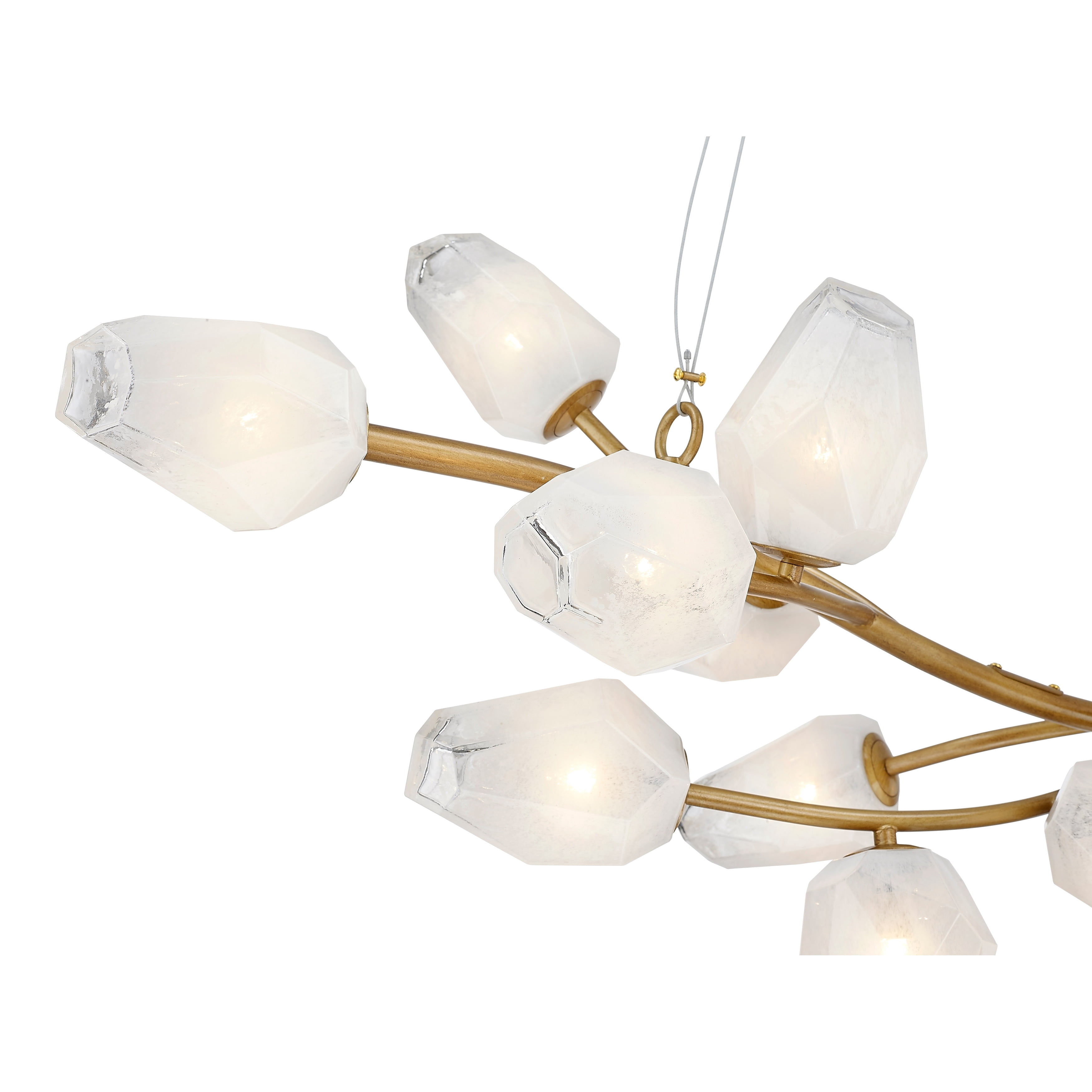 Living Design 20-Light Gold Branch Frame Chandelier with White Glass Shades
