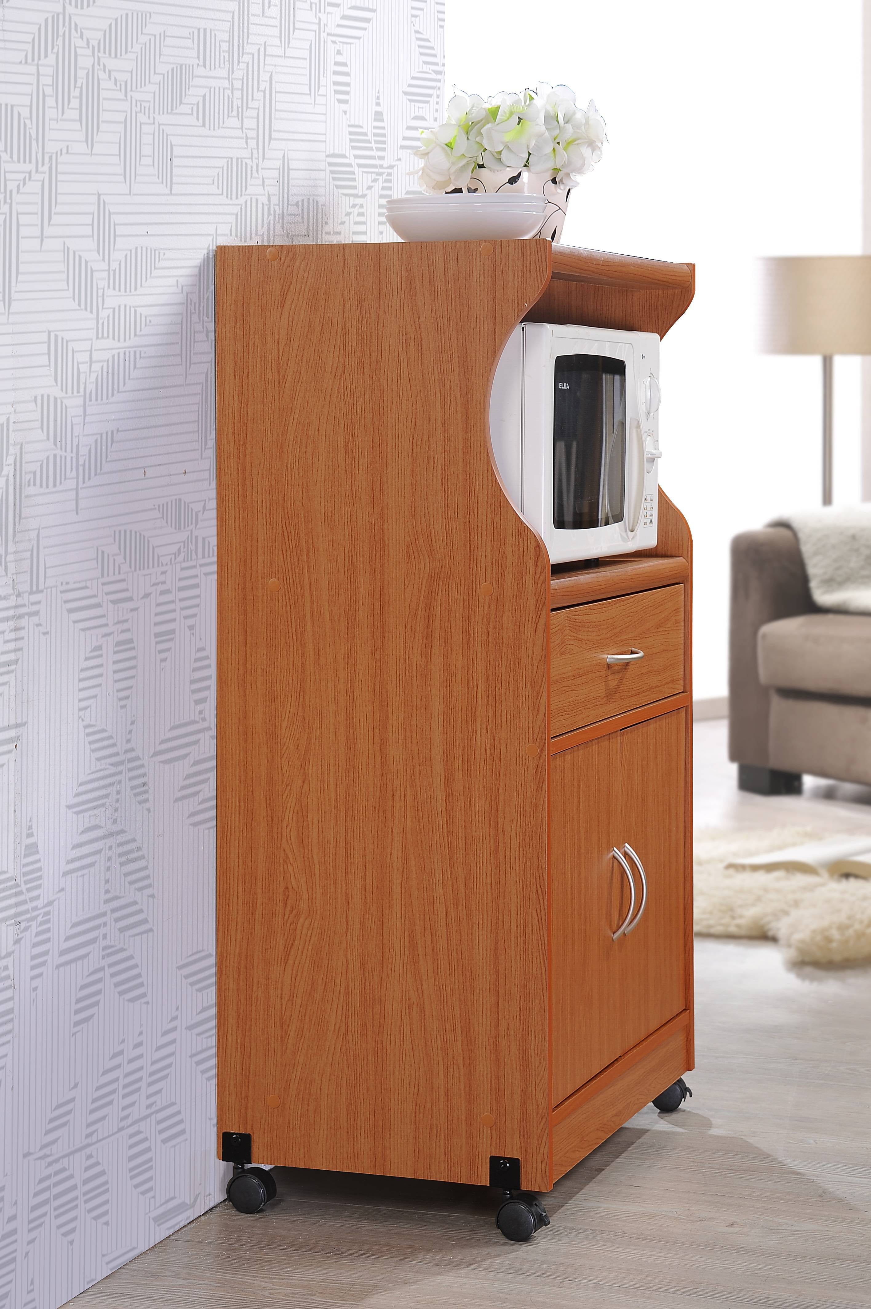 Hodedah Microwave Kitchen Cart, Cherry