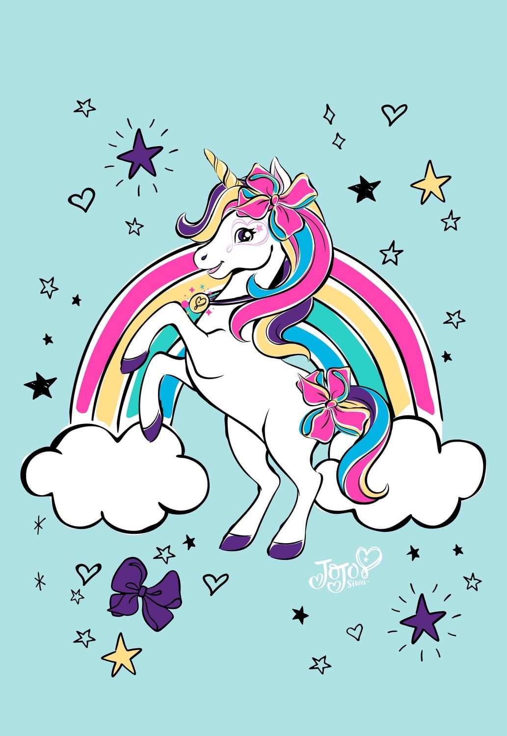 Jojo Siwa Reach for the Stars Plush Blanket, 100% Polyester, Blue