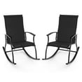 thumbnail image 2 of Costway 2 PCS Outdoor Rocking Chairs with Breathable Backrest Smooth Safe Rocking Design Black, 2 of 9