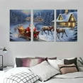 thumbnail image 3 of Nawypu  - Christmas Santa Canvas Wall Art Decorations Deer River Poster Snow Picture Winter Wall Decor Canvas Print,Framed for Living Room Bedroom - 12''x16''X3 Panels, 3 of 4