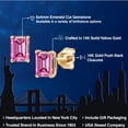 thumbnail image 2 of Gem Stone King 14K Yellow Gold Pink Moissanite Stud Basket Setting Earrings for Women Men | 1.14 Cttw | Gemstone Birthstone | Octagon 6X4MM | Double Notch | Gold Earrings for Women Men, 2 of 6