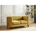 thumbnail image 2 of Uspridefurniture Plainfield Line Tufted Square Velvet Loveseat,Yellow, 2 of 5