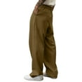 thumbnail image 3 of Men's Wide-Leg Pants - Button Waist & Pleated Design for Casual Everyday Wear Earthy Yellow XL, 3 of 3