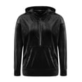 thumbnail image 3 of Women's Velvet Half Zip Up Hoodie Sweatshirt Casual Long Sleeve Pullover Tops with Pockets Black XL, 3 of 7