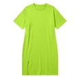 thumbnail image 7 of Dress for Women Ndbuld Women's Solid Color Loose Short Sleeve Plus Size Round Neck Dress Green XXL, 7 of 7