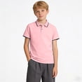 thumbnail image 2 of Splozh Baby Boy Summer Clothes Boys Short Sleeve Tennis Shirts Kids School Shirt Button up Boys Casual Tops Pink,7-8 Years, 2 of 7