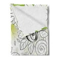 thumbnail image 2 of Flower Soft Flannel Fleece Throw Blanket, Drawing of Wild Field Flora Snails Twigs Leaves Gardening Plants, Cozy Plush for Indoor and Outdoor Use, 60" x 80", Black Eggshell Green, by Ambesonne, 2 of 5