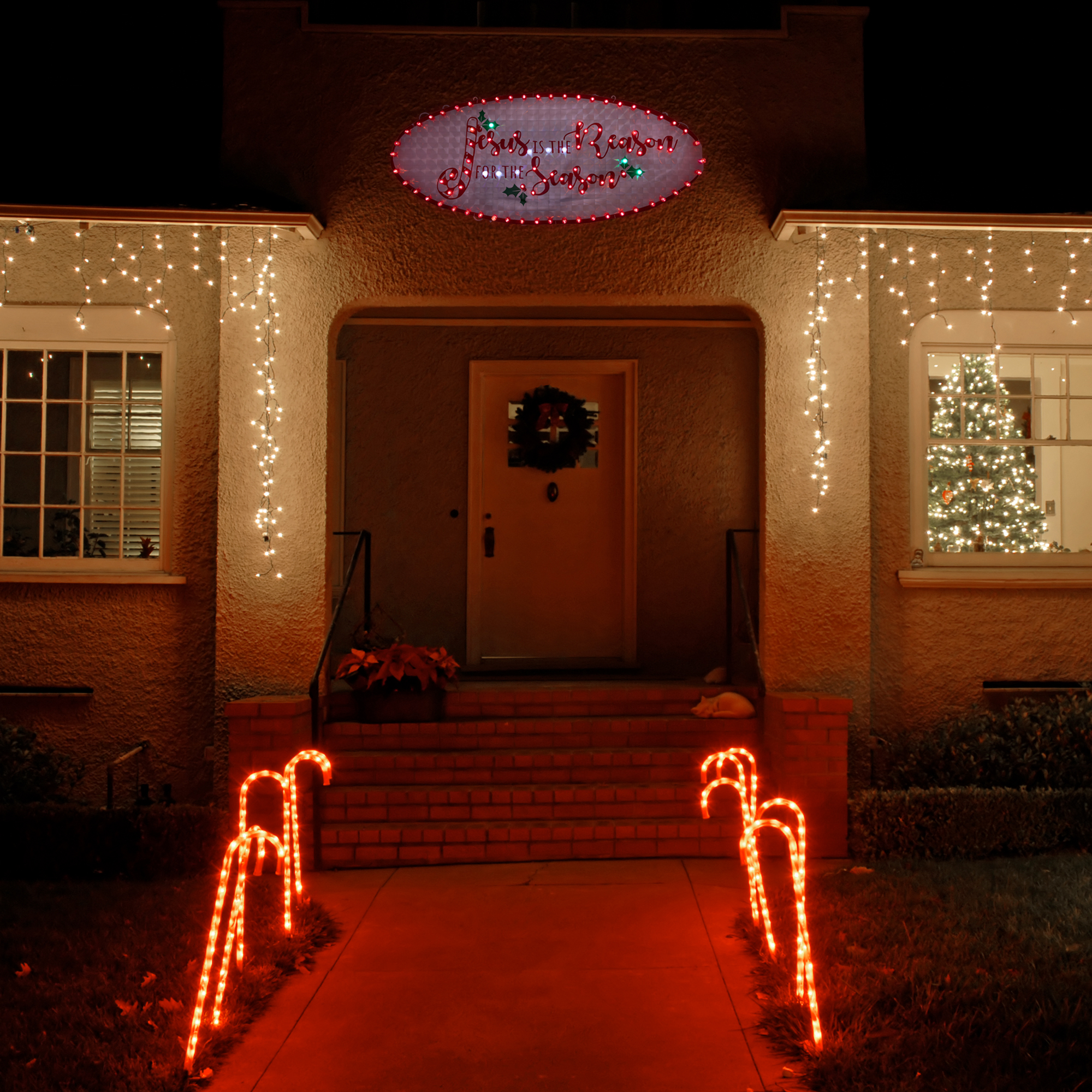 Northlight 43" LED Lighted Holographic Jesus is the Reason Outdoor Christmas Sign