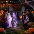 thumbnail image 5 of Lypsnake Spirit Witch Glowing Garden Yard Stake Light, Crow Lantern with Purple Ghost Bird Light Effect, Gothic Witch Outdoor Lawn Stake Decor for Halloween Pathway Haunted House Party, 5 of 7