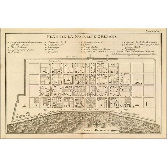 24"x36" Gallery Poster, map of new orleans 1764 in french p2