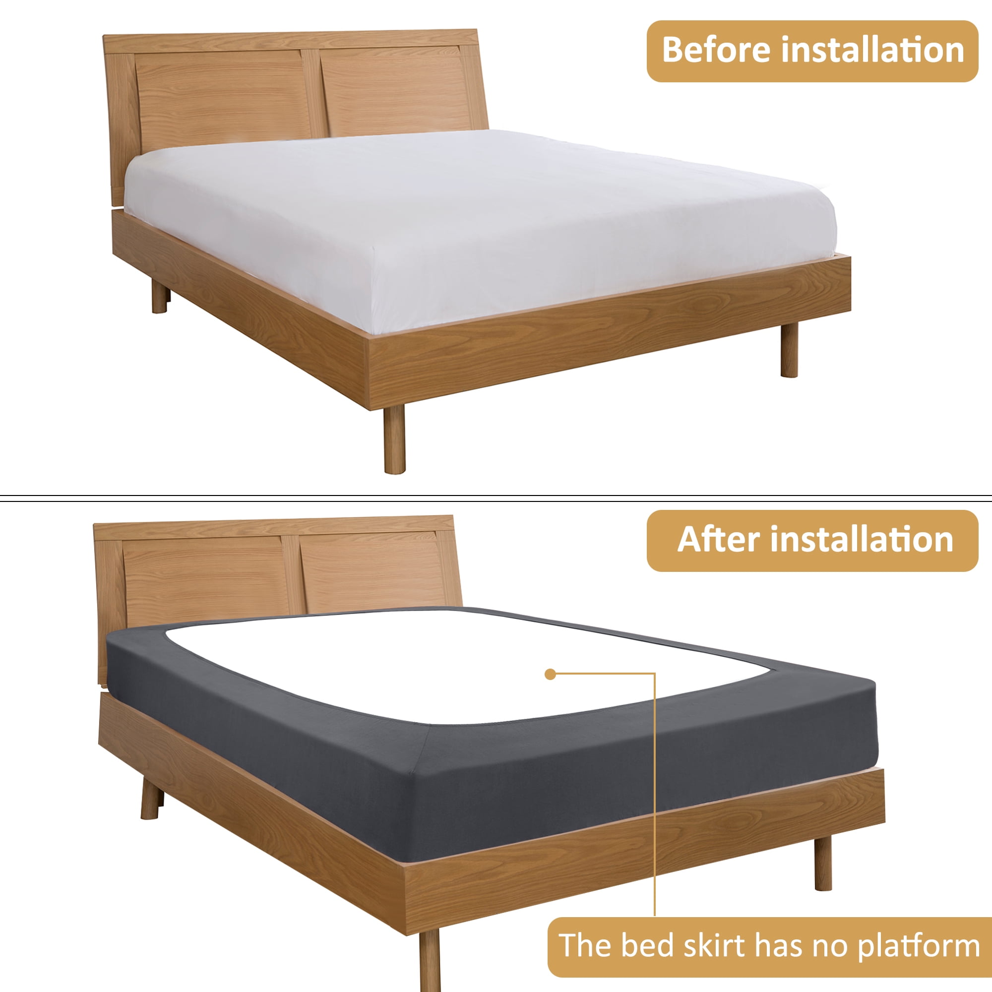 Unique Bargains Box Spring Cover Wrap Around 4 Sides Stretchy King Slate Grey