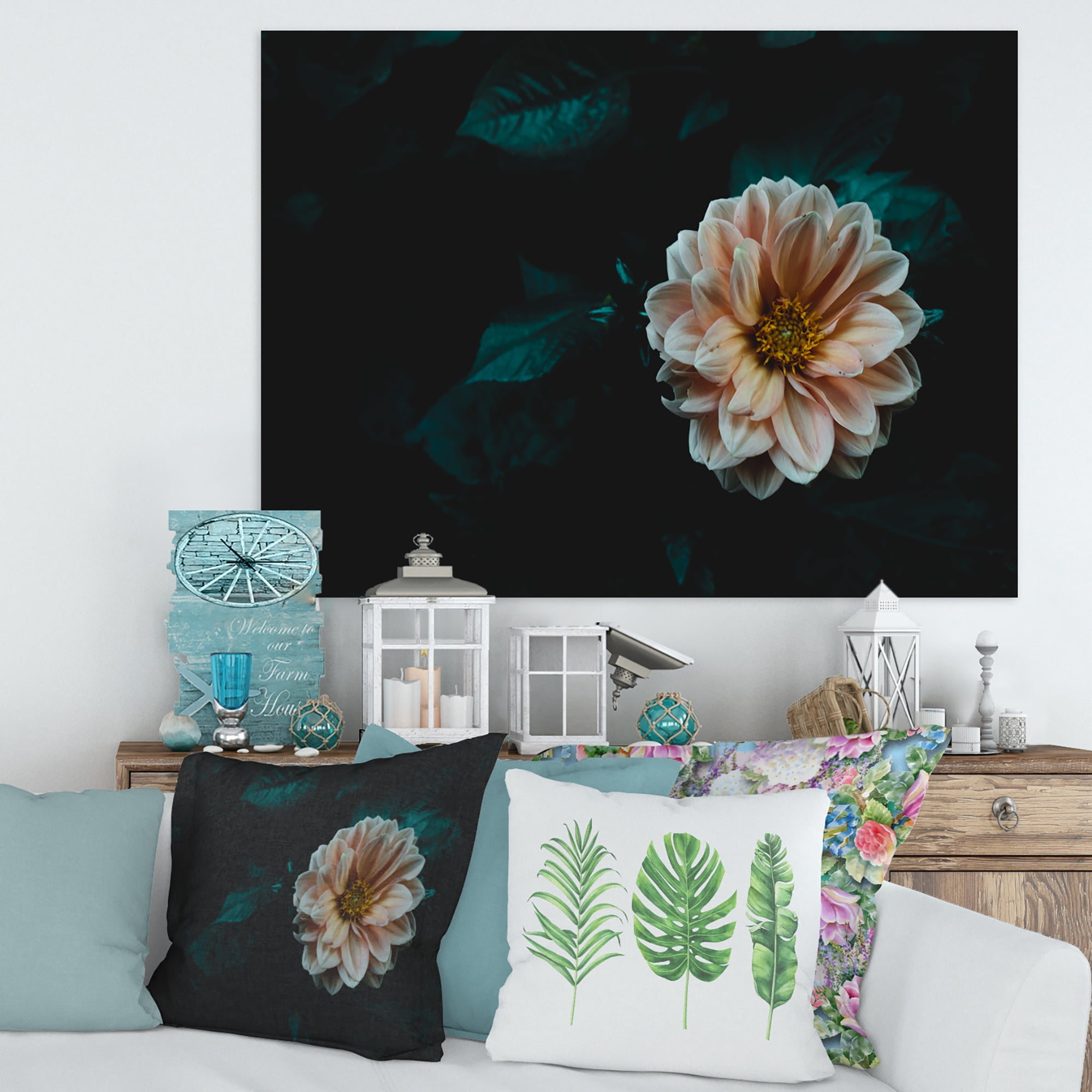 Designart ' Blooming Yellow Flower ' Traditional Canvas Wall Art Print