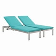 thumbnail image 2 of Modway Shore Fabric Patio Chaise Lounge Chairs in Silver/Turquoise (Set of 2), 2 of 7